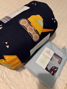 Kids Construction Print Comforter Set - Navy & Yellow